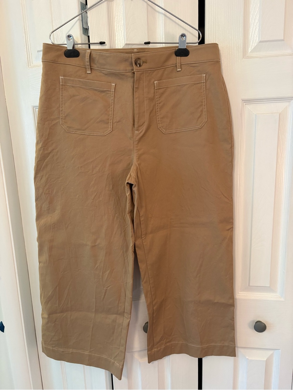 LOFT The Palmer Wide Leg Patch Pocket Pants Camel Tan Size 14